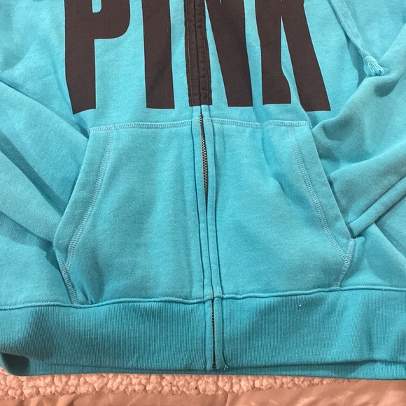 VS PINK Funnel-neck Zip Hoodie in Turquoise - Picture 4 of 5